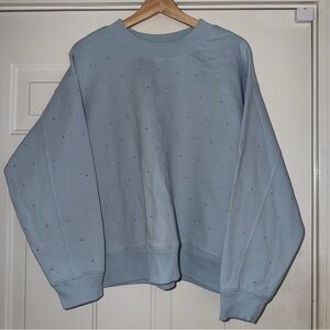 Light Blue Rhinestone Crewneck Sweatshirt. Sz XL. NWT